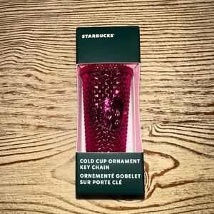 Starbucks 2022 pink Christmas ornament keychain